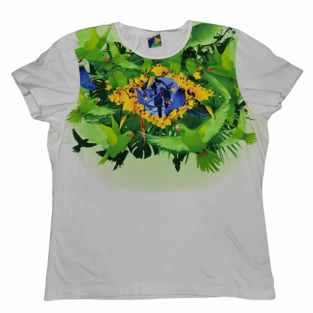Malwee Tropical Parrot Tee T Shirt sz S
